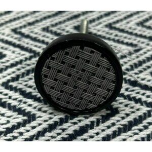 Black Round Textured Drawer Pull Basketweave Design 2.5 Inches Long Screw